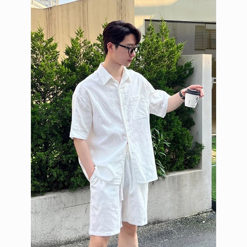 Setelan Kemeja dan Celana Panj - Linen Shirt Breathable ulasan dan harga