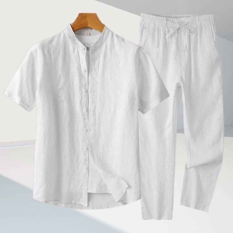 Setelan Kemeja dan Celana Panj - Linen Shirt Breathable ulasan dan harga