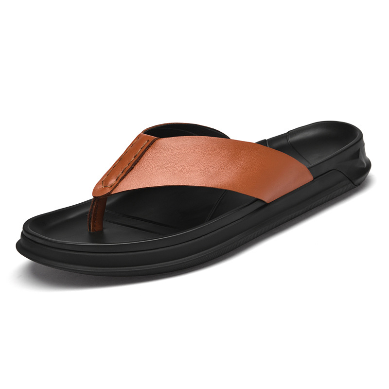 Sandal Kulit Asli Musim Panas  - Flip Flop Leather Men ulasan dan harga