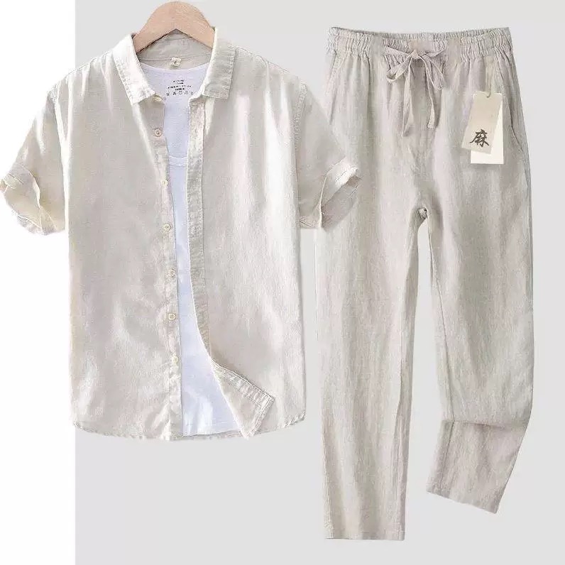 Kemeja Katun Linen Murni Atasa - Linen Shirt Breathable ulasan dan harga