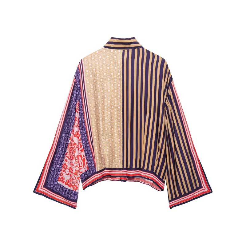 Setelan Rok Sarong Cetak Elega - Shirt Camp Collar ulasan dan harga
