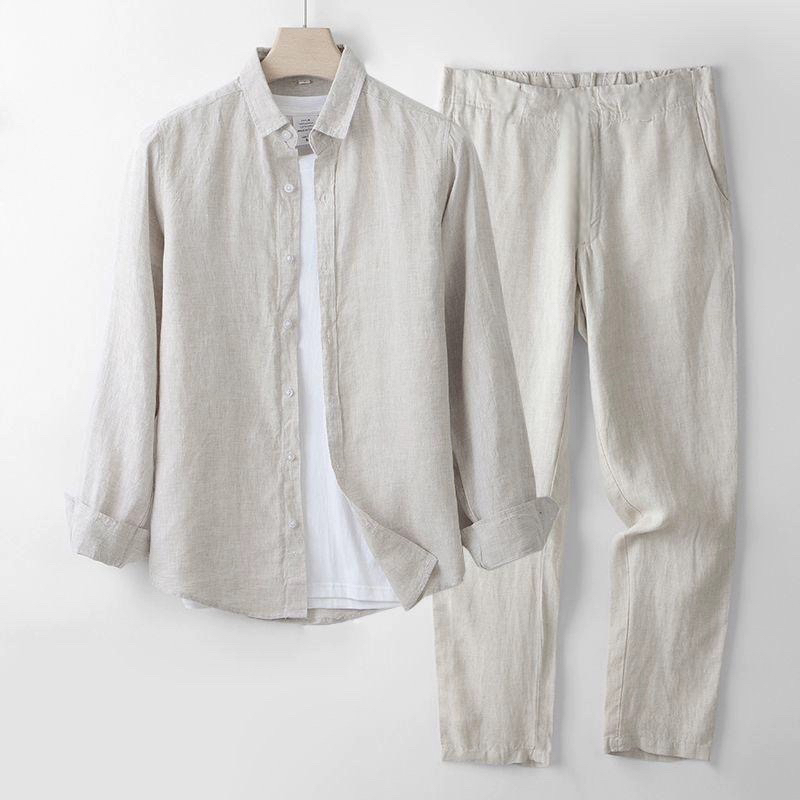 Setelan Kasual Linen Katun Gay - Linen Shirt Breathable ulasan dan harga