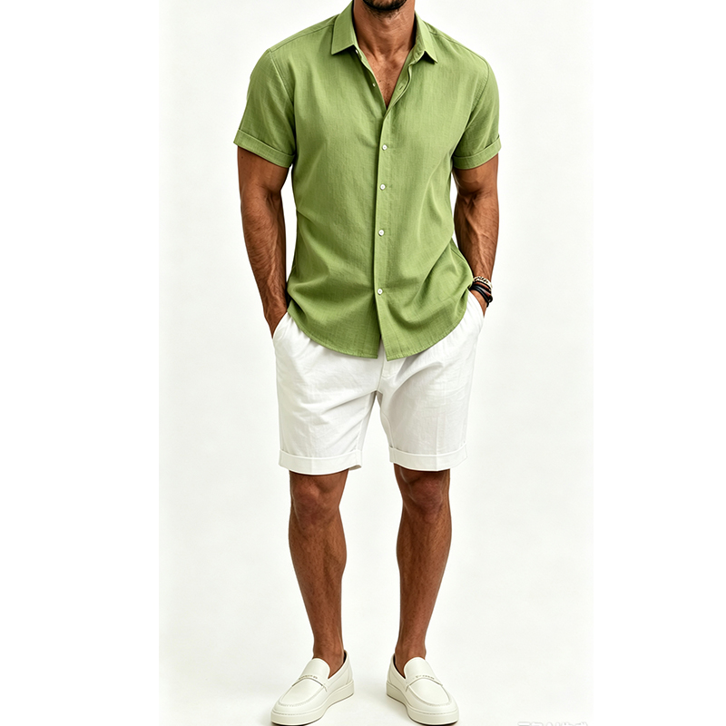 Setelan Kemeja dan Celana Pend - Linen Shirt Breathable ulasan dan harga